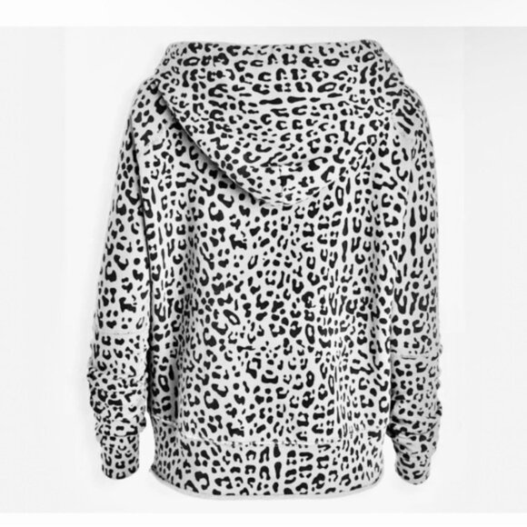 Nili Lotan luxury hoodie black white sweater pull over cheetah animal high end - Picture 2 of 5
